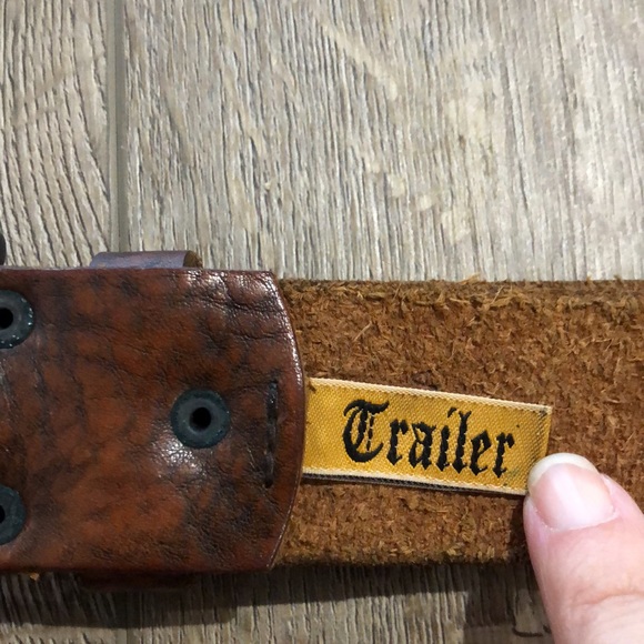 TRAILER Full Grain Studded Textured Leather Belt - Picture 2 of 10